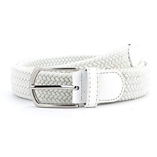 Radmire Braided Canvas Woven Elastic Stretch Belts for Men/Women/Junior with Multicolored (White, X-Large/40-42" Waist) - Image 3