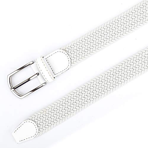 Radmire Braided Canvas Woven Elastic Stretch Belts for Men/Women/Junior with Multicolored (White, X-Large/40-42" Waist) - Image 5
