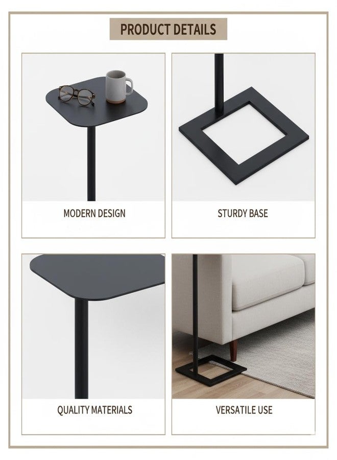 ZEXVIDA Stable C Table End Table, 23.4" Tall C Shaped Side Table That Slides Under Sofa, Slim Under Couch Table, Modern Industrial Coffee Tray Table for Living Room Bedroom (Small Black) - Image 5