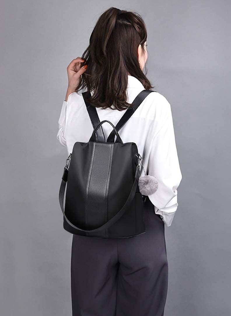 SYOSI Women Backpack, Leisure Ladies Rucksack, Water-Resistant Nylon School Bags Anti-Theft Daypack Shoulder Bag, Elegant Modern For Work Shopping Travel (black) - Image 2