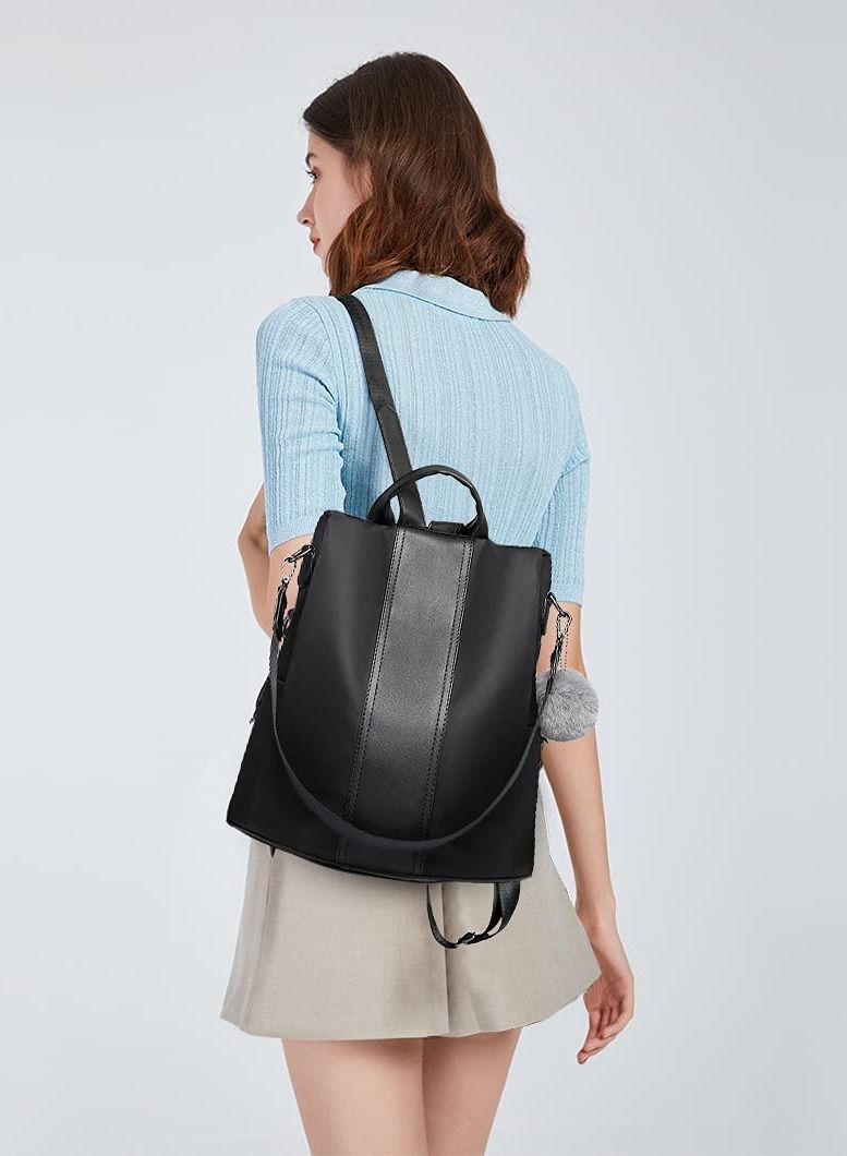 SYOSI Women Backpack, Leisure Ladies Rucksack, Water-Resistant Nylon School Bags Anti-Theft Daypack Shoulder Bag, Elegant Modern For Work Shopping Travel (black) - Image 5