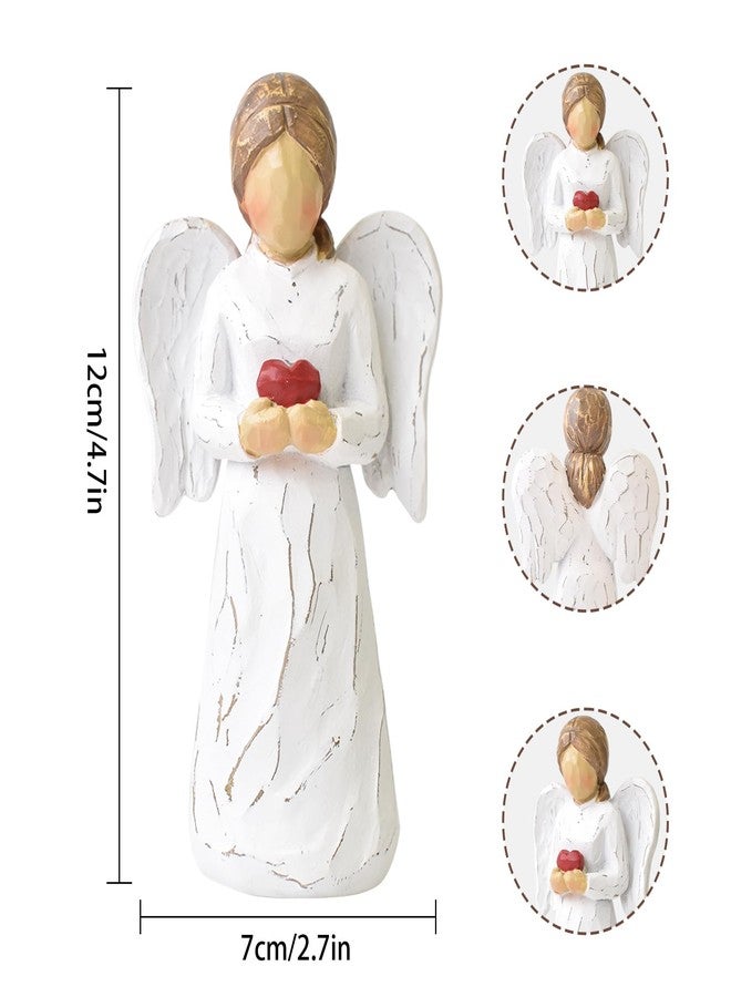 CUNTAUK Guardian Angel Statue, Healing Angel Figurines for Women, Resin Angel Statue Holding a Heart for Thanksgiving Christmas Home Decor Ornament Memorial Gifts - Image 3