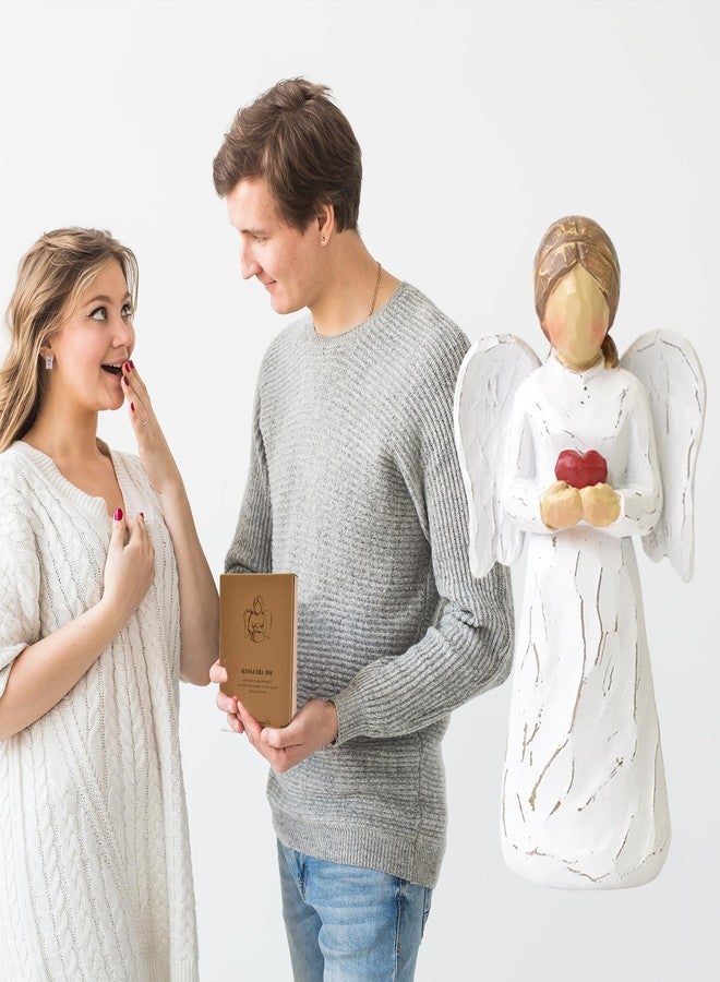CUNTAUK Guardian Angel Statue, Healing Angel Figurines for Women, Resin Angel Statue Holding a Heart for Thanksgiving Christmas Home Decor Ornament Memorial Gifts - Image 5