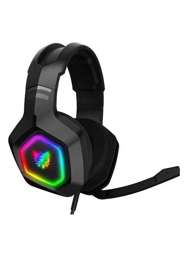 onikuma K10 Gaming Headset with Surround Sound – Pro Noise Canceling Gaming Headphones with Adjustable Mic, RGB LED Light, Soft Memory Earmuffs, Universal Compatibility for PC, PS4, Xbox, Laptop, and Mobile Gaming - Image 1