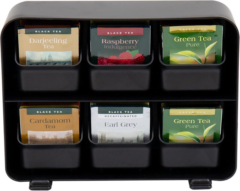 Mind Reader Tea Bag Organizer, Tea Station Organizer, Countertop Storage, Kitchen, Plastic, 10.25"L x 3.25"W x 7.75"H, Black - Image 5