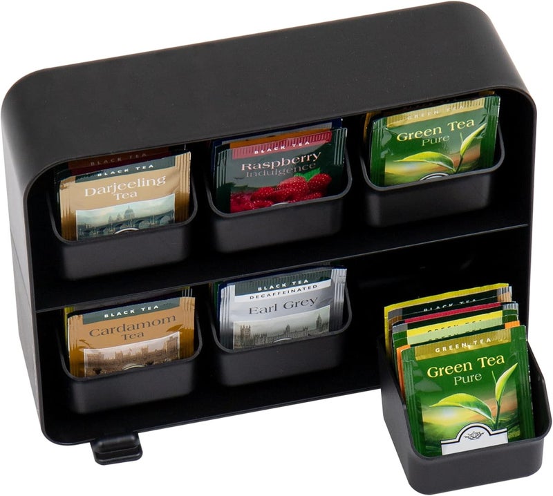 Mind Reader Tea Bag Organizer, Tea Station Organizer, Countertop Storage, Kitchen, Plastic, 10.25"L x 3.25"W x 7.75"H, Black - Image 4