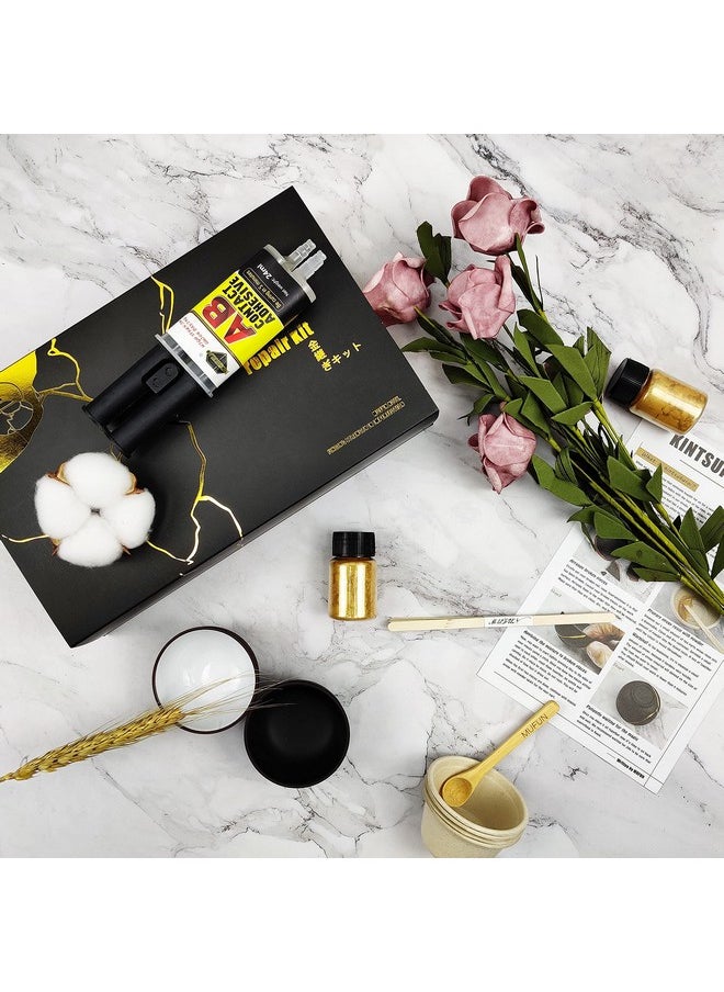 MUFUN - Kintsugi Repair Kit Repair Your Meaningful Pottery With Gold Powder Glue Comes With Two Practice Ceramic Cups For Starter - Image 1