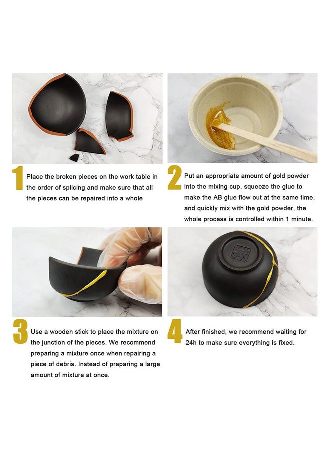 MUFUN - Kintsugi Repair Kit Repair Your Meaningful Pottery With Gold Powder Glue Comes With Two Practice Ceramic Cups For Starter - Image 1