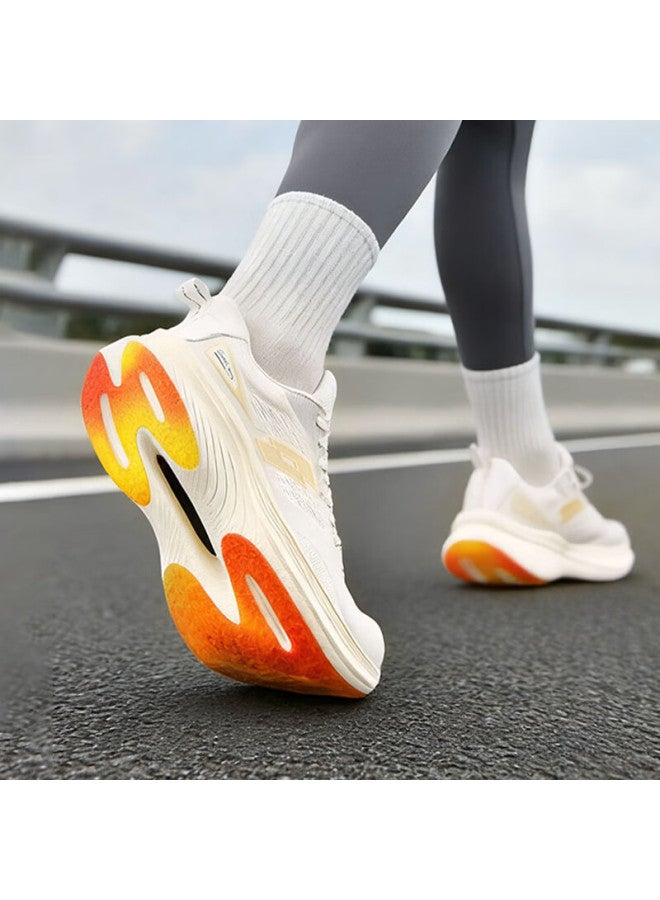 Lotto Men's Casual Couple Shoes Carbon Plate Shock Absorption Breathable Professional Racing Sports Running Shoes Men 330 Ivory Size 39 - Image 2