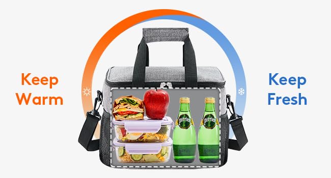 HIMART Insulated Lunch Bag (24L) – Perfect for Meals, Snacks, and Drinks On The Go-Portable & Convenient-Durable & Lightweight-Thermal Lunch Bag (1, Grey)(Extra Large Size) - Image 5
