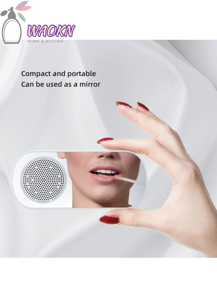WAOKN - Digital Dual Alarm Clock Speaker Multi-Function Rechargeable Bluetooth 5.0 Speaker LED Display Mirror Desk Alarm Clock with FM Radio Support TF Card for Hotel Office Bedroom Travel White - Image 1