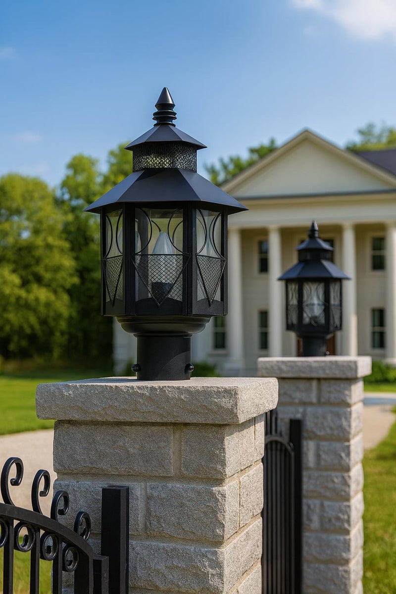 Weldecor Metal Antique Decorative Outdoor Gate Lamps,Architectural Design for Main Home Gate Light Waterproof,Rustproof for Garden,Exterior Compound Wall Lights for Piller,Pole Lamp Post (Style1) - Image 4