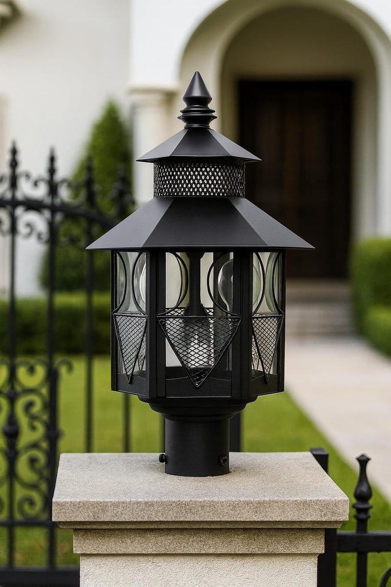 Weldecor Metal Antique Decorative Outdoor Gate Lamps,Architectural Design for Main Home Gate Light Waterproof,Rustproof for Garden,Exterior Compound Wall Lights for Piller,Pole Lamp Post (Style1) - Image 5