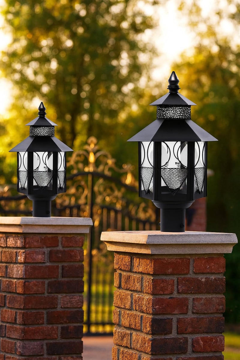 Weldecor Metal Antique Decorative Outdoor Gate Lamps,Architectural Design for Main Home Gate Light Waterproof,Rustproof for Garden,Exterior Compound Wall Lights for Piller,Pole Lamp Post (Style1) - Image 3