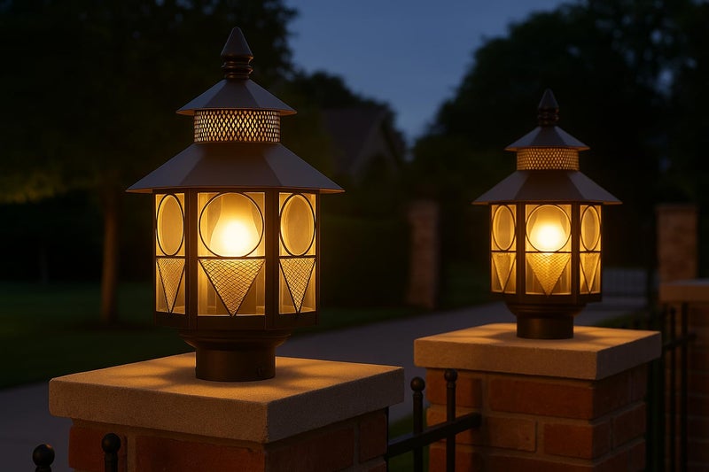 Weldecor Metal Antique Decorative Outdoor Gate Lamps,Architectural Design for Main Home Gate Light Waterproof,Rustproof for Garden,Exterior Compound Wall Lights for Piller,Pole Lamp Post (Style1) - Image 2
