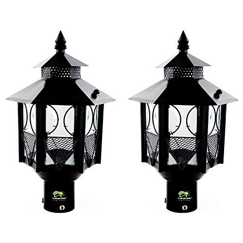 Weldecor Metal Antique Decorative Outdoor Gate Lamps,Architectural Design for Main Home Gate Light Waterproof,Rustproof for Garden,Exterior Compound Wall Lights for Piller,Pole Lamp Post (Style1) - Image 1