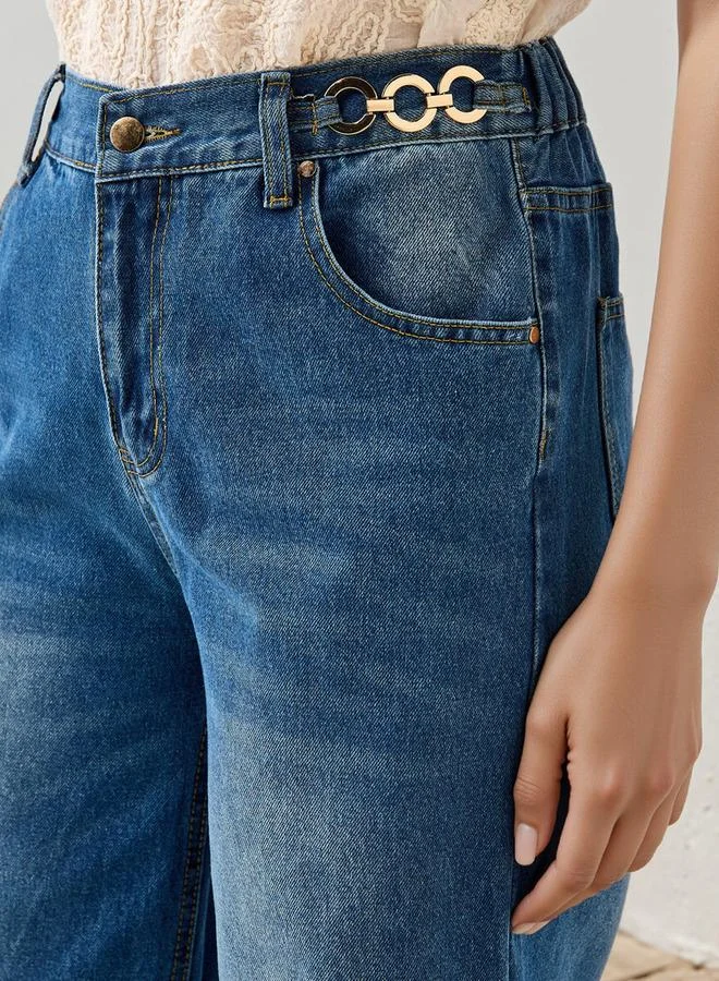 2Xtremz 2Xtremz Straight Fit Jeans with Chain Detail and Pockets