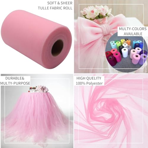 Filloxy Net Tulle Fabric Cut Out-5 Meter, 60 cm Width, Wedding Party Decoration, DIY Craft Supply Bow Baby Shower Birthday Party Wedding Christmas Supplies (Light Pink) - Image 4