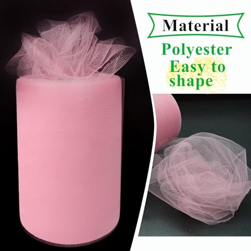 Filloxy Net Tulle Fabric Cut Out-5 Meter, 60 cm Width, Wedding Party Decoration, DIY Craft Supply Bow Baby Shower Birthday Party Wedding Christmas Supplies (Light Pink) - Image 2