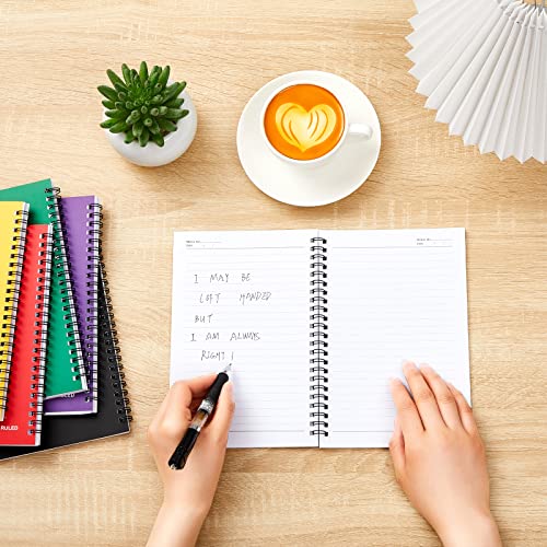 Lewtemi 6 Pack Small Left Handed Notebook 8"x5" Lefty Spiral Notebooks Wire Bound Mini Notebook 50 Sheets College Ruled Paper Journal(Assorted Colors) - Image 3