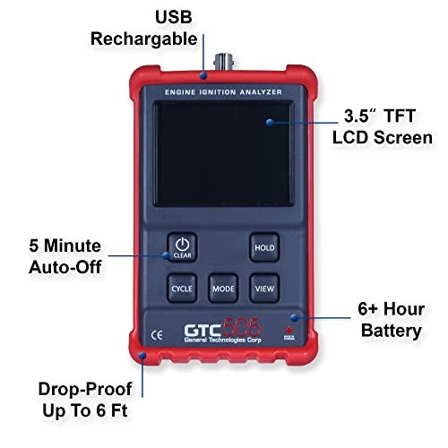 GTC GTC505 Engine Ignition Analyzer - Spark Diagnostics and Tachometer Readings for Marine, Motorcycle, and Automotive Mechanics, General Technologies Corp - Image 3