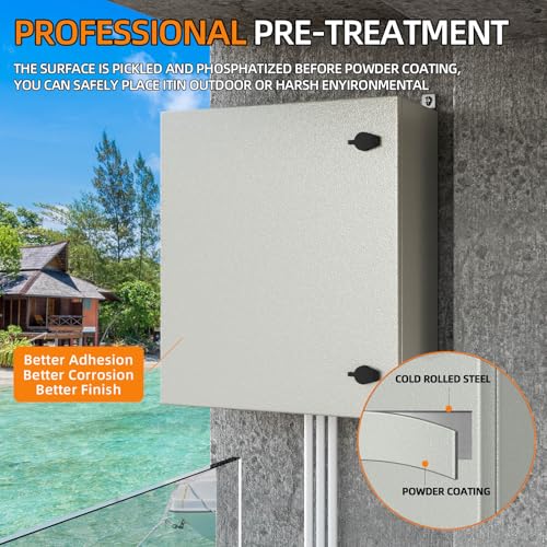 KWONONG Metal Enclosure, IP65 Waterproof Electrical Box for Indoor and Outdoor Projects, Includes Mounting Plate and Wall Bracket 600×500×250mm (24"×20"×10") - Image 3