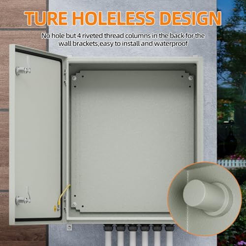 KWONONG Metal Enclosure, IP65 Waterproof Electrical Box for Indoor and Outdoor Projects, Includes Mounting Plate and Wall Bracket 600×500×250mm (24"×20"×10") - Image 4