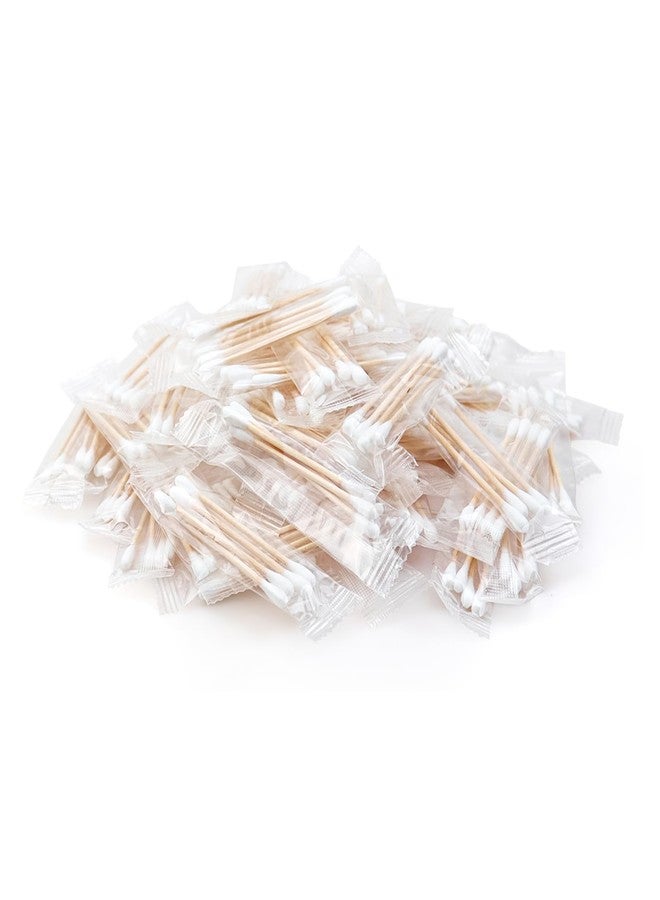 HQSLsund 200 Pack Cotton Swabs, Individually Wrapped Cotton Swab, Individually Wrapped Double Tipped Wooden Sticks for Ear, Make-up(4pcs per Bag, 200 Bags, Double Round End) - Image 1