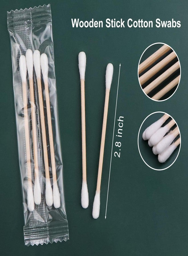 HQSLsund 200 Pack Cotton Swabs, Individually Wrapped Cotton Swab, Individually Wrapped Double Tipped Wooden Sticks for Ear, Make-up(4pcs per Bag, 200 Bags, Double Round End) - Image 2