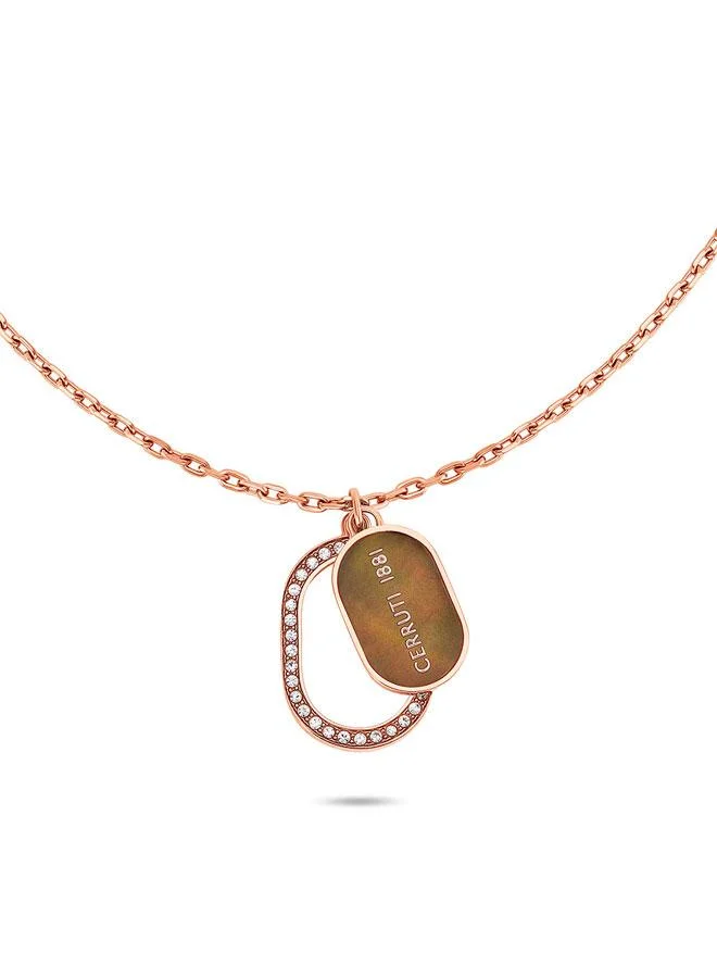 CERRUTI 1881 Aosta Rose Gold Plated Stainless Steel Pendant Necklace for Women 450mm
