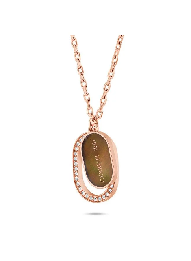 CERRUTI 1881 Aosta Rose Gold Plated Stainless Steel Pendant Necklace for Women 450mm