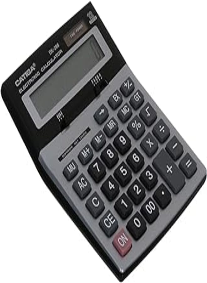 Catiga DK-296 Electronic Calculator Two Power And 12 Digits With Plastic Keys For Office And School - Multi Colour