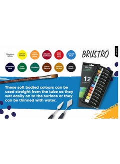 BRUSTRO BRUSTRO Artist's Acrylic Colour | Set of 12 Colors X 12ml Tubes | Ideal for Students and Adults, DIY, Rich Pigment, Non-Craking Paint for Canvas, Wood, Leather, Portrait, Pouring Medium Art  - Image 3