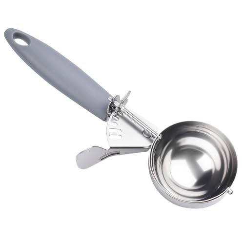 JUNADAEL J 4 OZ Scoop, Large Ice Cream Scoop With Trigger, Disher, Size #8 (1/4 Cup) Cookie Scoop, Muffin Scoops, Gray Handle, For Cookie Dough, Cupcake Batter, Muffin, Ice Cream - Image 1