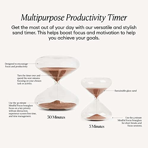 Intelligent Change Mindful Focus 5-Minute Hourglass Sand Timer, Desk Timer for Productivity and Time Management, Minimalist Hourglass Timer, Decorative Gifts, 3.3 (L) x 2.9 (W) inches - Image 3