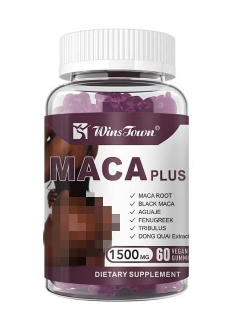 Wins Town Maca Plus Gummies with Rye Grass Root & Eucommia Extract – Natural Support for Women’s Curves and Vitality  - Image 1