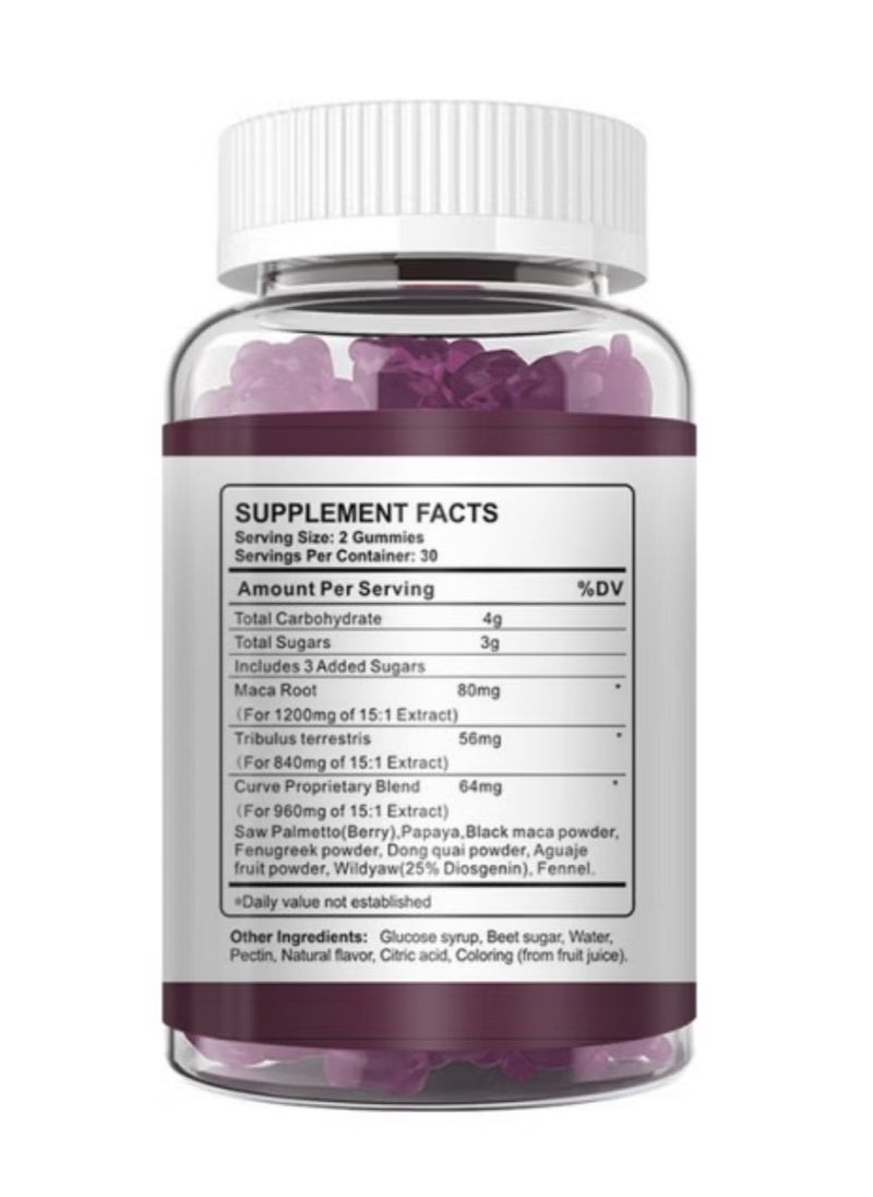 Wins Town Maca Plus Gummies with Rye Grass Root & Eucommia Extract – Natural Support for Women’s Curves and Vitality  - Image 2