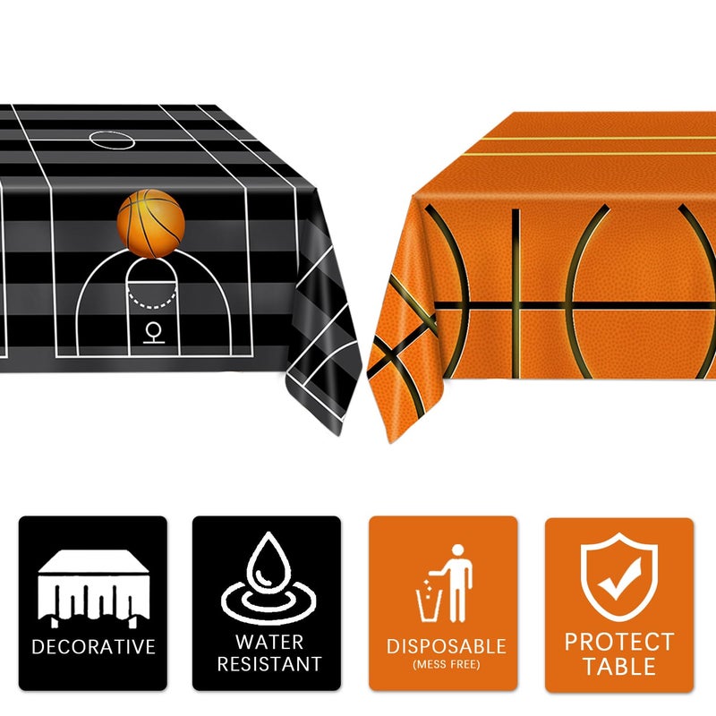 Qiyanpax 4 Pieces Basketball Tablecloth - Basketball Birthday Party Decorations Basketball Table Cloth Soccer Tablecloth Plastic Table Cover For Basketball Party Decorations  54 X 108 Inch - Image 5