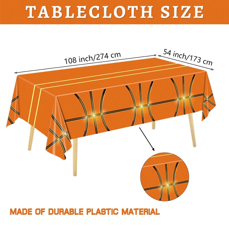 Qiyanpax 4 Pieces Basketball Tablecloth - Basketball Birthday Party Decorations Basketball Table Cloth Soccer Tablecloth Plastic Table Cover For Basketball Party Decorations  54 X 108 Inch - Image 3