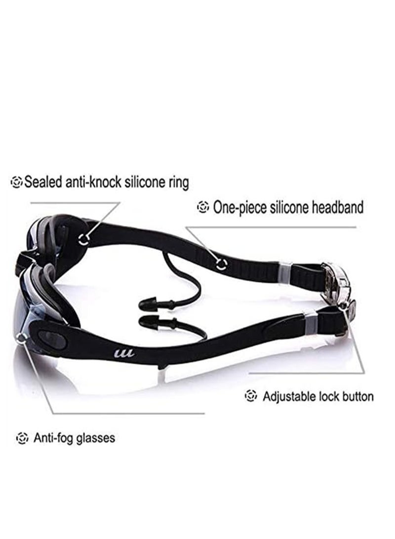 DMG TECH Swim Goggles and Cap Set 4 in 1, UV 400 Protection Lenses Clear Anti-Fog Swimming Goggles Waterproof No Leaking with Nose Clip + Ear Plugs for Adult Men Women - Image 2