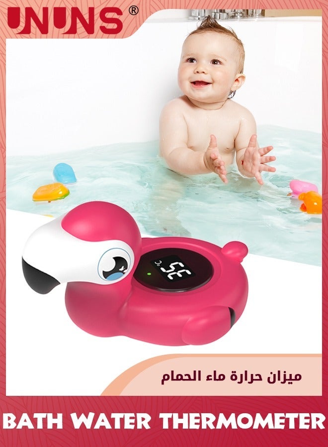 Baby Bath Thermometer,Flamingo Safety Thermometer,With Temperature Warning,Smart Accurate,Infant Floating Toy,Pool Gauge For Hot Tub,Bathroom Water Thermometer Kids