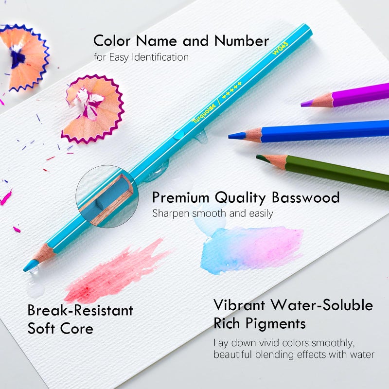 KALOUR PDAS Professional Watercolor Pencils, Set of 72, Studio Collection Artist Pencils, Pre-Sharpened Water Colored Pencils, Firm Texture, Watersoluble, Great Holiday Gifts for Adult or Teens - Image 3