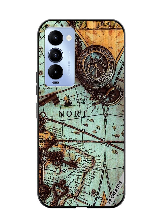 VR CREATIVE Protective Case Cover For Tecno Camon 18/18 P Compas Design Multicolour - Image 1