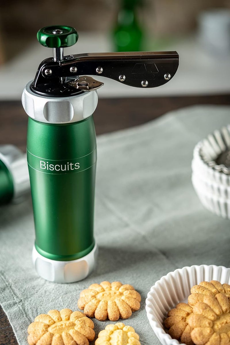 MARCATO Marcato Atlas Deluxe Biscuit Maker Press Made in Italy Includes 20 Cookie Disc Shapes Green  - Image 5