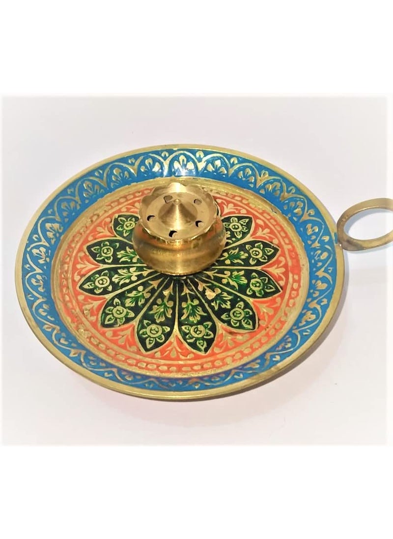 DEV POOJA STORE DEV POOJA STORE Brass Multi Colour agarbatti Stand for All Idols Puja Green  - Image 2
