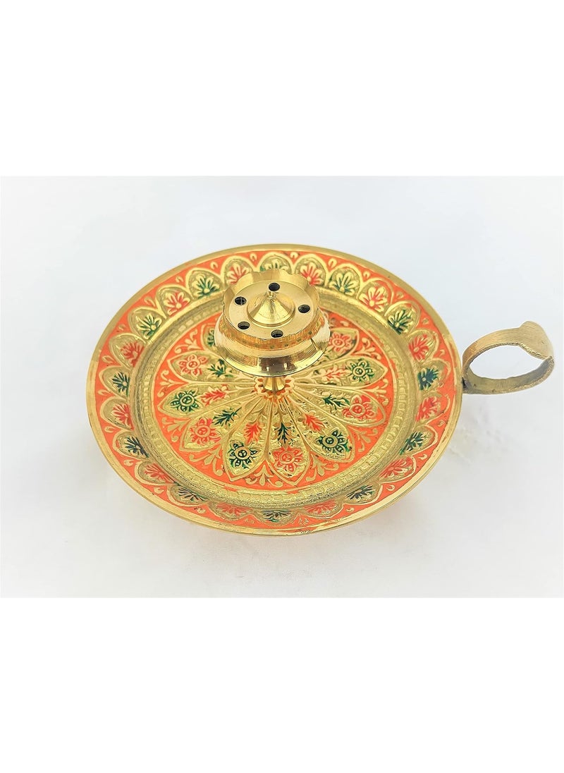 DEV POOJA STORE DEV POOJA STORE Brass Multi Colour agarbatti Stand for All Idols Puja Green  - Image 3