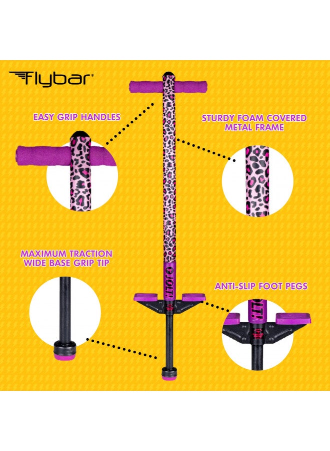 Flybar Flybar Pogo Stick for Kids, 40 to 80 Pounds, Perfect for Beginners, Easy Grip Foam Handles, Anti-Slip Foot Pegs, Outdoor Toys for Boys, Jumper Toys for Girls, Outside Toys for Kids (Jolt, Leopard) - Image 4