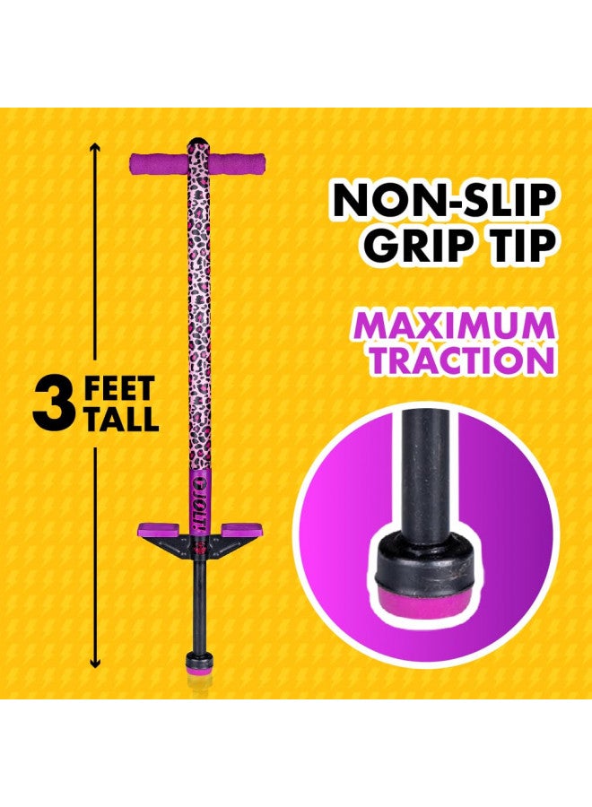 Flybar Flybar Pogo Stick for Kids, 40 to 80 Pounds, Perfect for Beginners, Easy Grip Foam Handles, Anti-Slip Foot Pegs, Outdoor Toys for Boys, Jumper Toys for Girls, Outside Toys for Kids (Jolt, Leopard) - Image 5