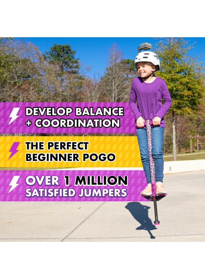 Flybar Flybar Pogo Stick for Kids, 40 to 80 Pounds, Perfect for Beginners, Easy Grip Foam Handles, Anti-Slip Foot Pegs, Outdoor Toys for Boys, Jumper Toys for Girls, Outside Toys for Kids (Jolt, Leopard) - Image 3