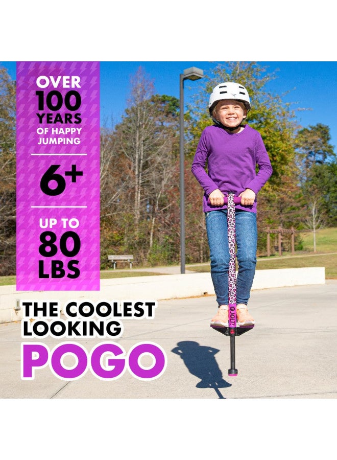 Flybar Flybar Pogo Stick for Kids, 40 to 80 Pounds, Perfect for Beginners, Easy Grip Foam Handles, Anti-Slip Foot Pegs, Outdoor Toys for Boys, Jumper Toys for Girls, Outside Toys for Kids (Jolt, Leopard) - Image 2